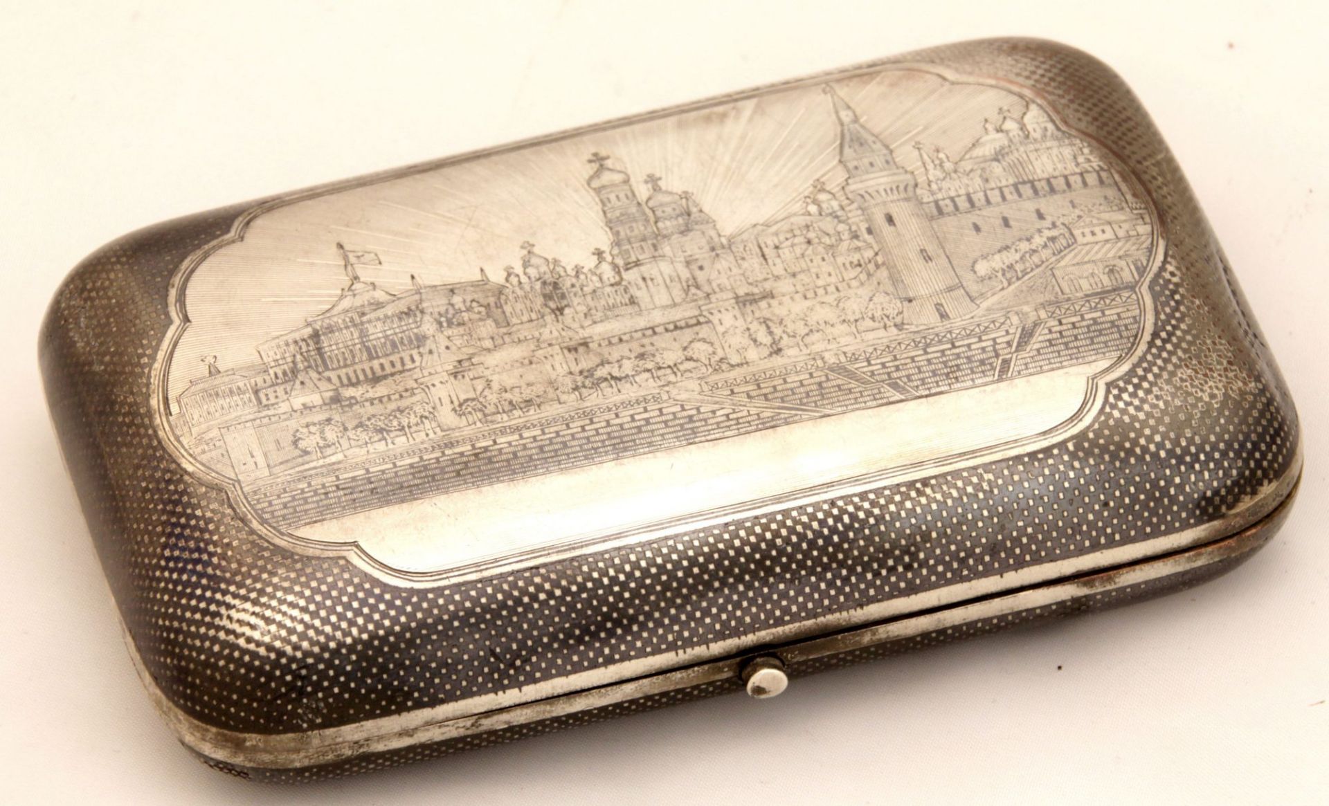 Cigarette case, sterling. 19th century.