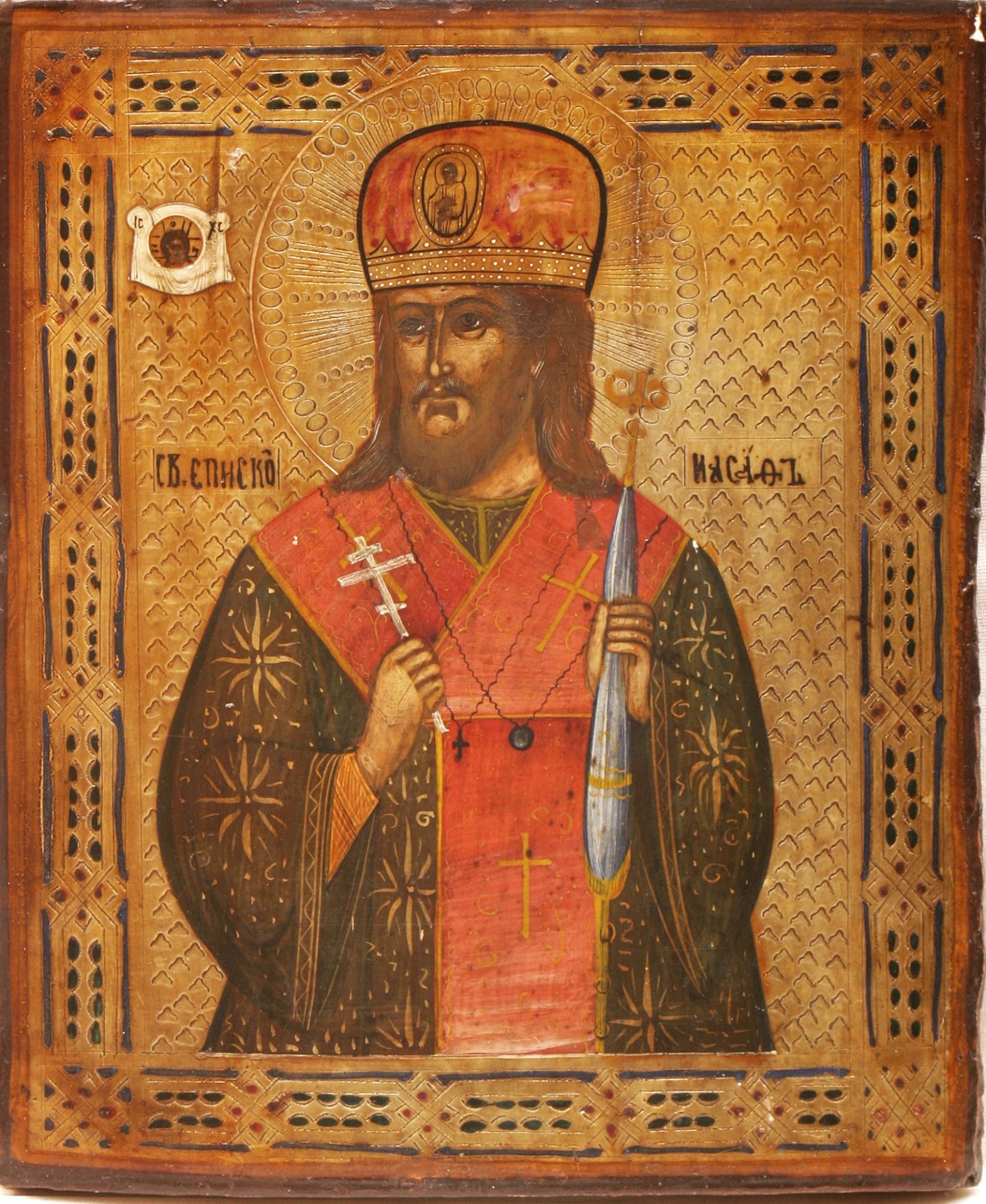 Russian icon Saint Joseph (Josafat). 19th century. - 26x31 cm. - Image 2 of 2