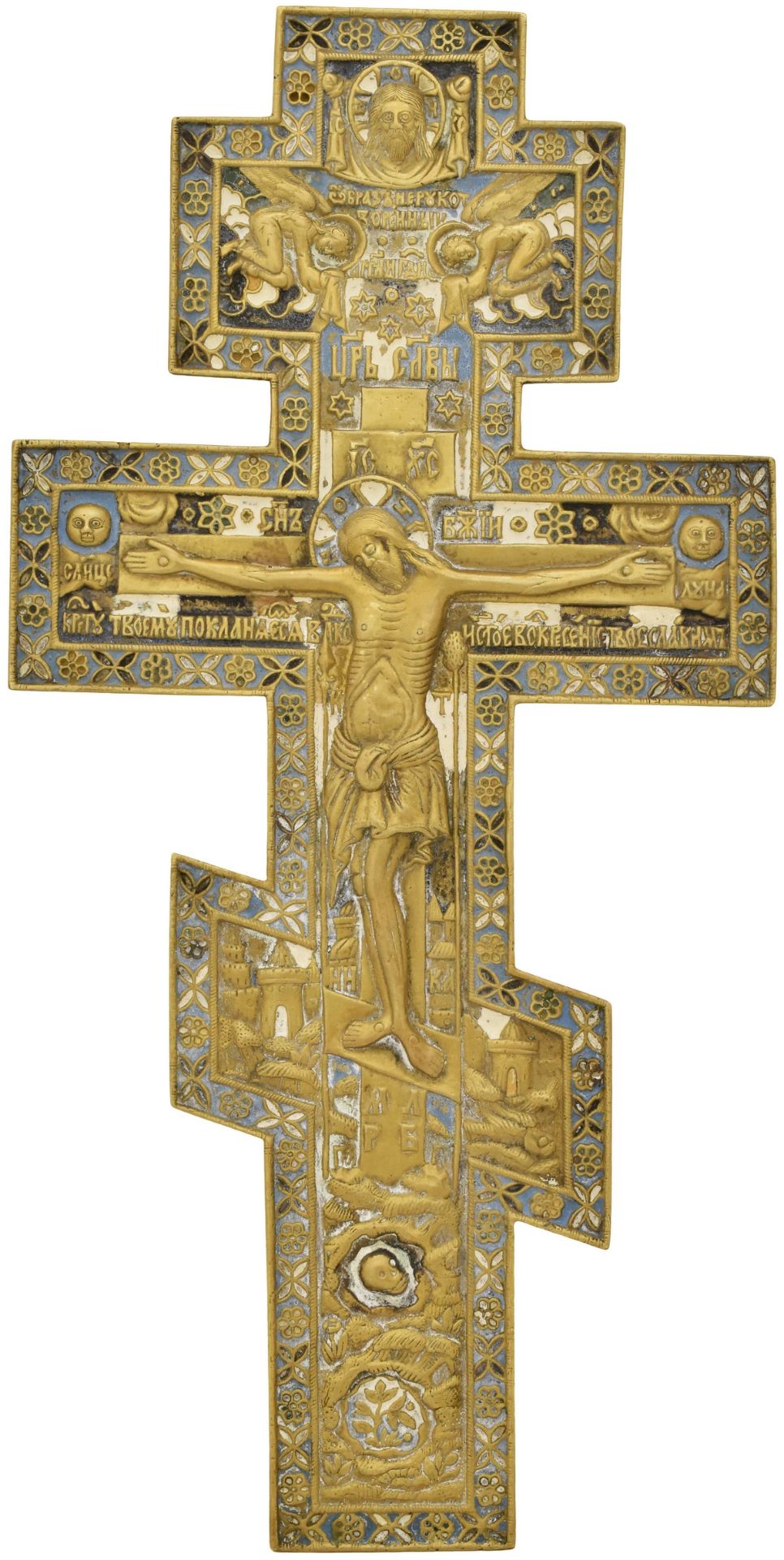 [Russia] A fine brass crucifix. - 19th century. - 40x20 cm.