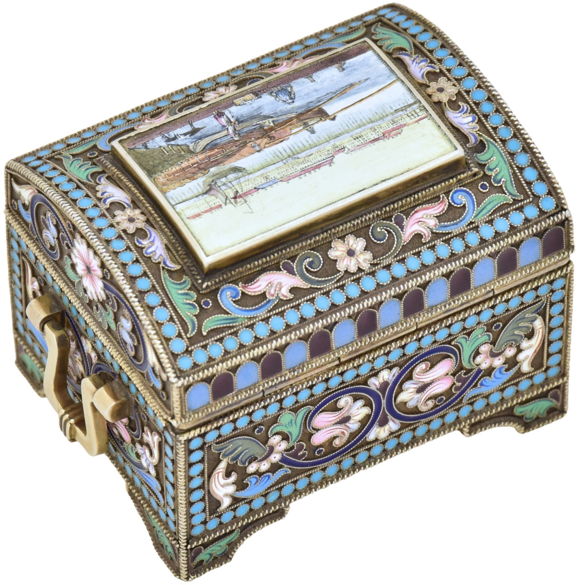 [Russian] Box a la Russe with city view on the lid. Russia. 20th century - Image 3 of 8