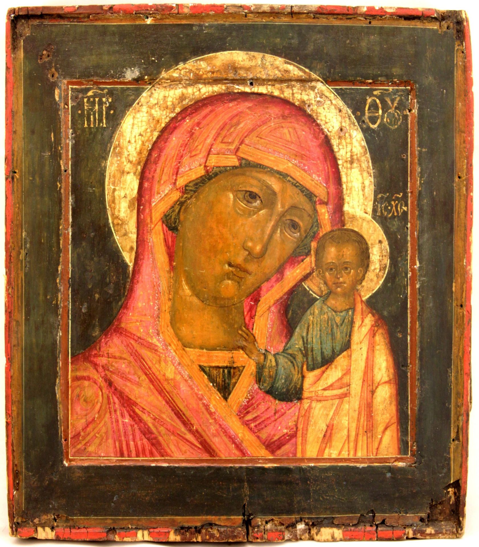 Russian icon Our Lady Hodegetria of Kazan. 19th century. - 27x31 cm. - Image 4 of 6