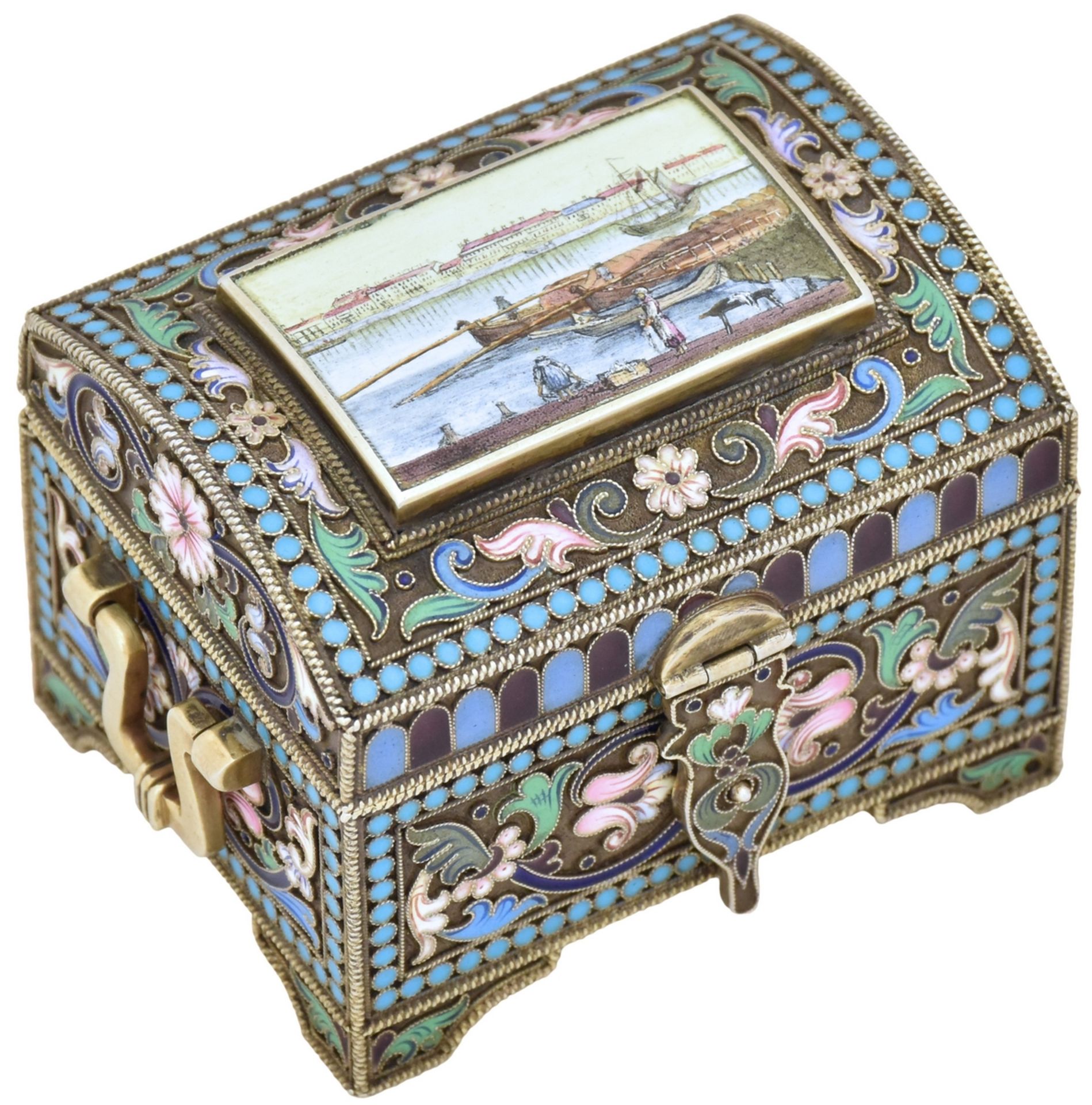 [Russian] Box a la Russe with city view on the lid. Russia. 20th century