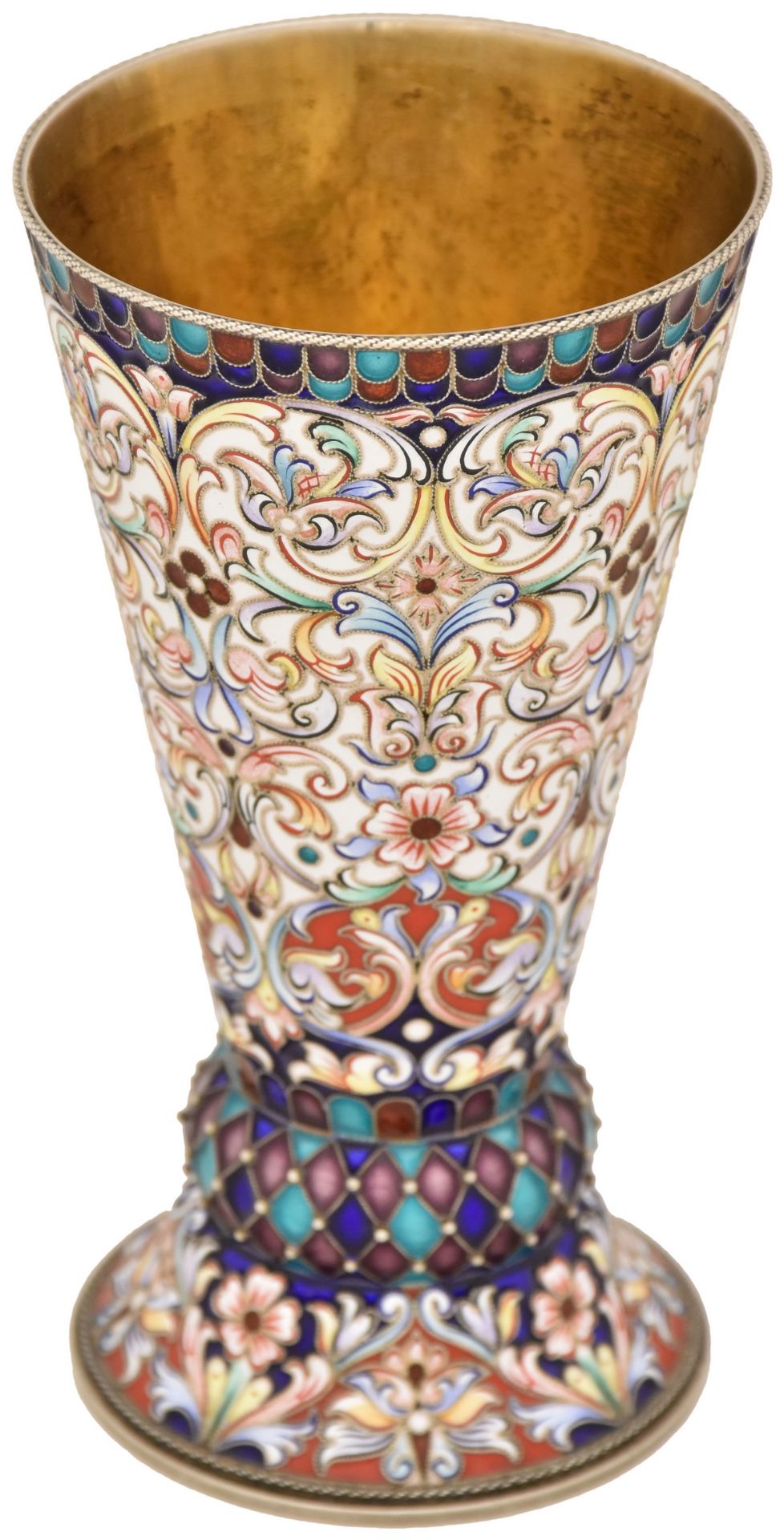 [Russian] Silver enamel vase. Russia. 20th century