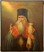 Russian icon Saint Pitirim, bishop of Tambov. 19th century. - 26x31 cm.