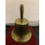 A LARGE BRASS HAND BELL