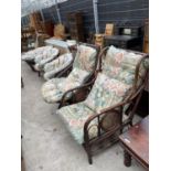 FIVE BAMBOO FRAMED CONSERVATORY CHAIRS