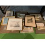 A GROUP OF NINE ASSORTED FRAMED ARTWORK