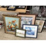 FIVE VARIOUS FRAMED PRINTS AND PICTURES