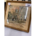 A FRAMED WATERCOLOUR OF THE 'BACK OF NO.9 PARK WALK CHELSEA'