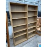 A PAIR OF MODERN OPEN BOOK SHELVES