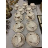 SIX SHERIDAN TRIOS FEATURING PHEASANT DECORATION AND FIVE FURTHER TEA CUPS AND SAUCERS