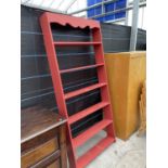 A PAINTED SIX TIER OPEN BOOKCASE