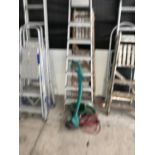 TWO SETS OF STEP LADDERS TO INCLUDE A BOSCH STRIMMER AND A HAND SEED SOWER