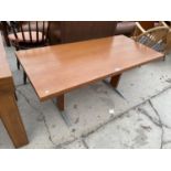 A RETRO TEAK COFFEE TABLE 51 INCHES X 24 INCHES