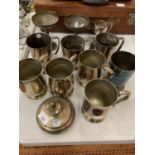 AN ASSORTMENT OF SILVER PLATE AND PEWTER TANKARDS