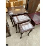 AN INLAID MAHOGANY NEST OF TABLES