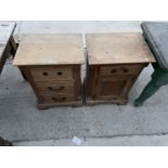 TWO VICTORIAN STYLE PINE BEDSIDE CABINETS
