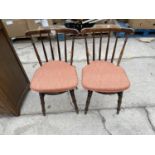 TWO VICTORIAN BEECH KITCHEN CHAIRS