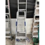 THREE SETS OF LADDERS TO INCLUDE TWO STEP LADDERS AND A FURTHER LADDER