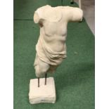 A PLASTER MODEL OF A MALE TORSO (HEIGHT APPROXIMATELY 52CM)