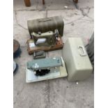 TWO VINTAGE ELECTRIC SEWING MACHINES - A MERRITT AND A JONES