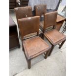 FOUR EARLY 20TH CENTURY OAK DINING CHAIRS