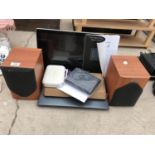 AN ASSORTMENT OF ITEMS TO INCLUDE A LAPTOP, TV AND SPEAKERS ETC