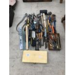 AN ASSORTMENT OF HAND TOOLS TO INCLUDE PLIERS AND SPANNERS ETC