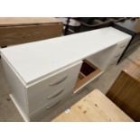 A MODERN WHITE BEDROM DRESSING UNIT OF EIGHT DRAWERS, 81" WIDE