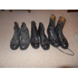 THREE PAIRS OF BLACK LEATHER ARMY BOOTS