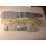 A US CANVAS RIFLE BAG, ANOTHER BAG, TWO AMMUNITION POUCHES, HOLSTER ETC