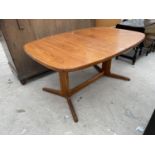 A RETRO TEAK SKOVBY DINING TABLE ON WHALE FIN BASE