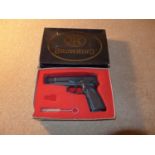 A BOXED BLANK FIRING BROWNING MOD GPDA8 8MM PISTOL