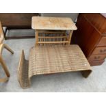 TWO WICKER MAGAZINE RACKS/TABLES