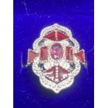 A RED KITE ART DECO STYLE DRESS RING SIZE K WEIGHT 5.78 GRAMS
