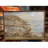 A FRAMED WATERCOLOUR OF MOUSEHOLE HARBOUR IN CORNWALL, SIGNED T H VICTOR