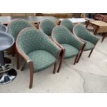 SIX PARKER KNOLL GREEN UPHOLSTERED LOUNGE CHAIRS