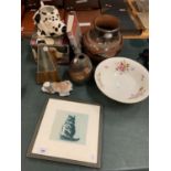 AN ASSORTMENT TO INCLUDE A DECORATIVE DALMATION MUG AND A VINTAGE PHOTOGRAPHY BOOK