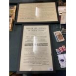 TWO FRAMED 'BURSLEM AND TUNSTALL' AUCTION POSTERS