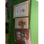 A TRIO OF FRAMED FLOWER PRINTS