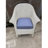 A LLOYD LOOM WHITE PAINTED BEDROOM CHAIR