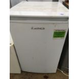 A WHITE LEC UNDER COUNTER FRIDGE BELIEVED IN WORKING ORDER BUT NO WARRANTY