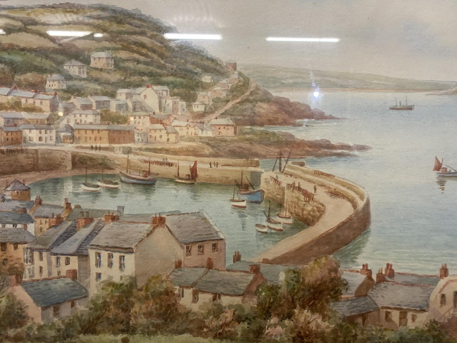 A FRAMED WATERCOLOUR OF MOUSEHOLE HARBOUR IN CORNWALL, SIGNED T H VICTOR - Image 3 of 3