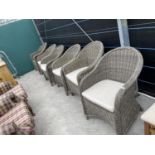 SIX WICKER CONSERVATORY ARMCHAIRS