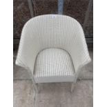 A LLOYD LOOM WHITE PAINTED BEDROOM CHAIR