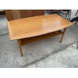 A RETRO TEAK TWO TIER COFFEE TABLE 39 INCHES X 22 INCHES