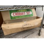 A BOXED JOHN JAQUES CROQUET SET