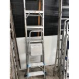 TWO SETS OF ALUMINIUM LADDERS TWO INCLUDE A TWO RUNG STEP LADDER ETC