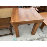 A MODERN HARDWOOD OCCASIONAL TABLE 27.5 INCHES SQUARE