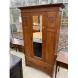 A LATE VICTORIAN OAK MIRROR-DOOR WARDROBE, 45" WIDE